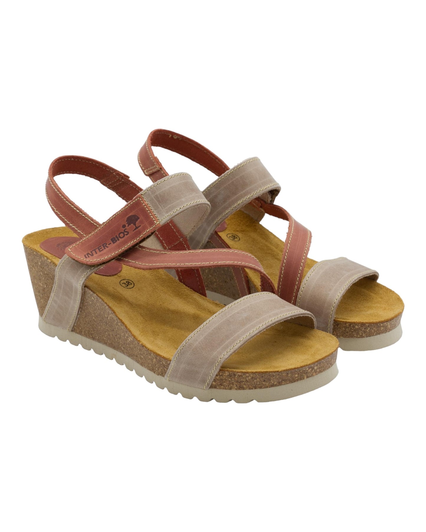 SANDALIAS DE MUJER INTER-BIOS 5635 EN BEIGE-TEJA