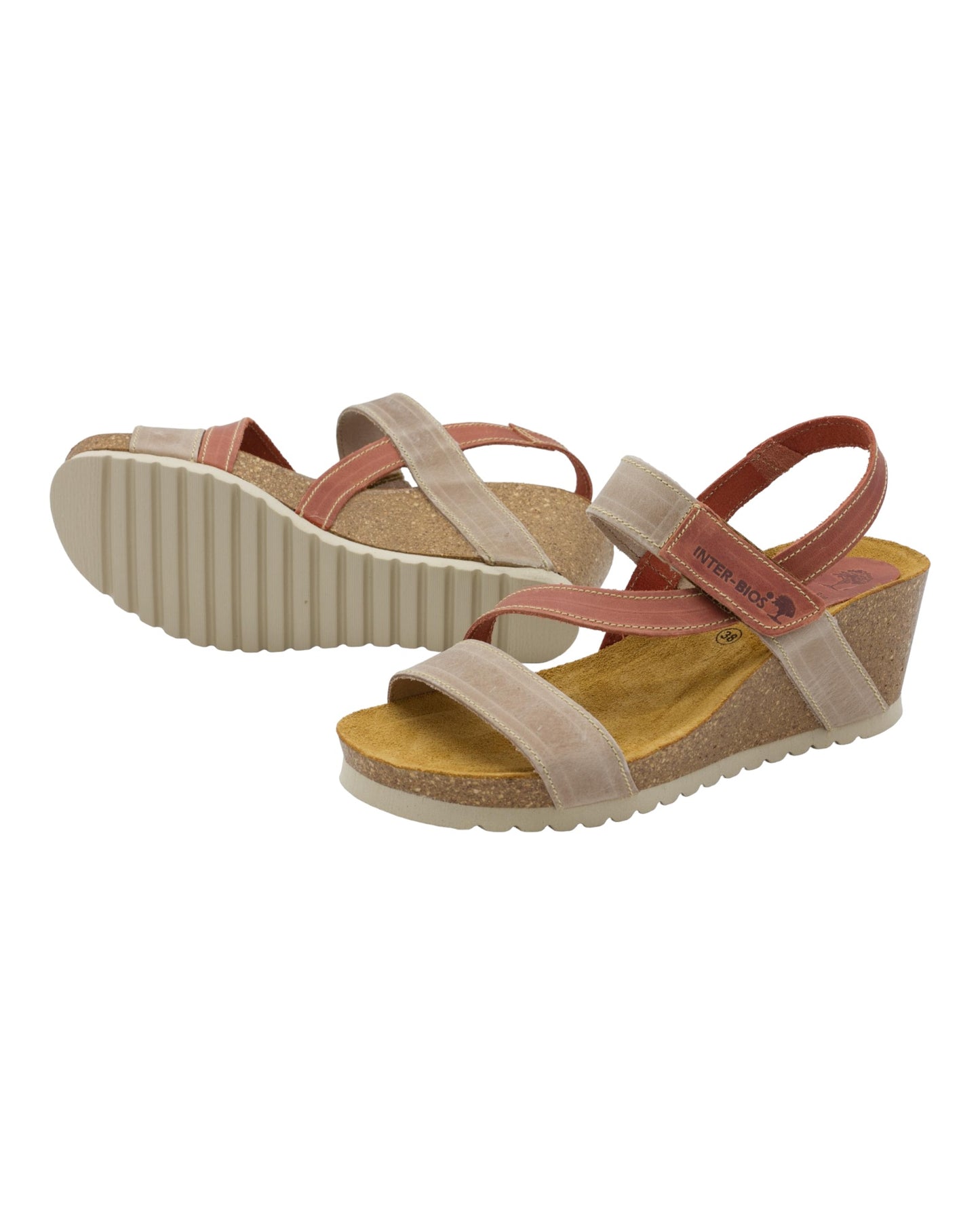 SANDALIAS DE MUJER INTER-BIOS 5635 EN BEIGE-TEJA