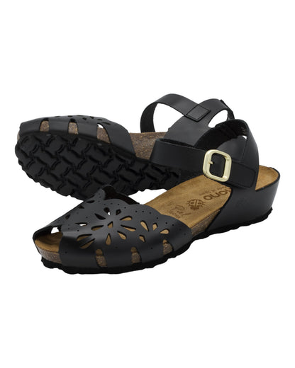 SANDALIAS DE MUJER YOKONO MONACO-047 EN NEGRO